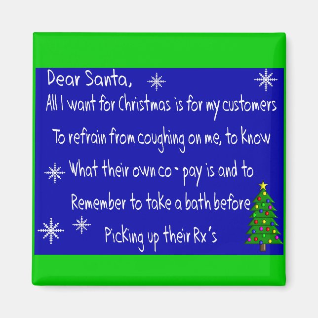 "DEAR SANTA" - julklapp Magnet (Framsidan)