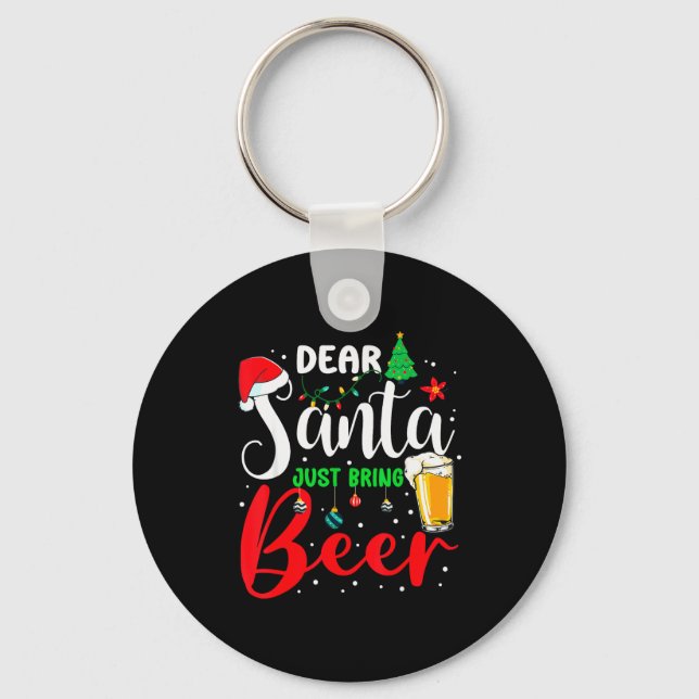 Dear Santa Just Bring Beer Christmas Pajamas Famil Nyckelring (Framsida)