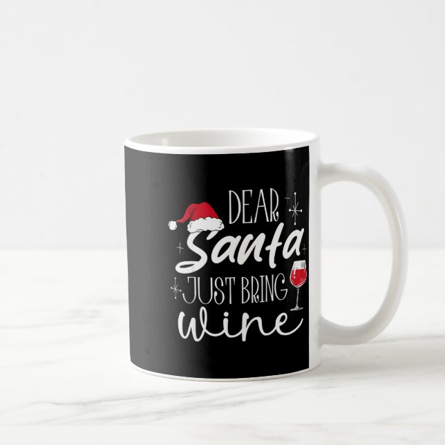 Dear Santa Just Bring Wine Christmas Drinking Fami Kaffemugg (Höger)