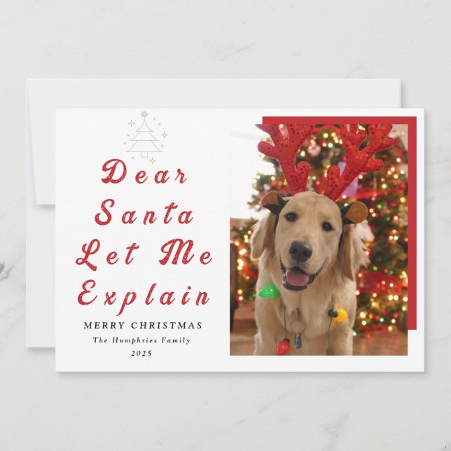 Dear Santa, Let Me Explain – Funny Pet Christmas  Julkort (Framsida)