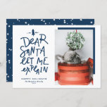 Dear Santa Let Me Explain Lettering Blue Photo Julkort<br><div class="desc">Dear Santa let me explain! Send holiday greetings with this fun and festive holiday flat card. It features a hand-lettered quote and simple typography. Personalize by adding a greeting, names, photo and other details. This holiday photo card will be perfect for baby holiday cards and dog holiday cards. Available as...</div>