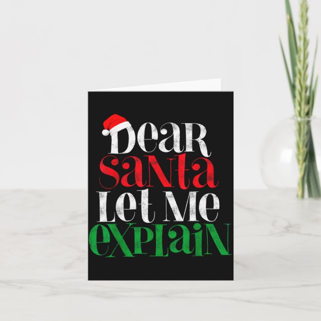 Dear Santa Let's Me Explain Funny Christmas Pajama Kort (Framsida)