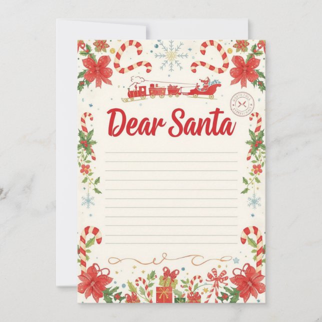 Dear Santa Letter Template | Kids Christmas Inbjudningar (Framsida)