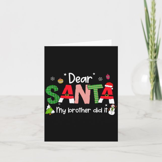 Dear Santa My Brother Did It Christmas Pjs Family  Kort (Framsida)
