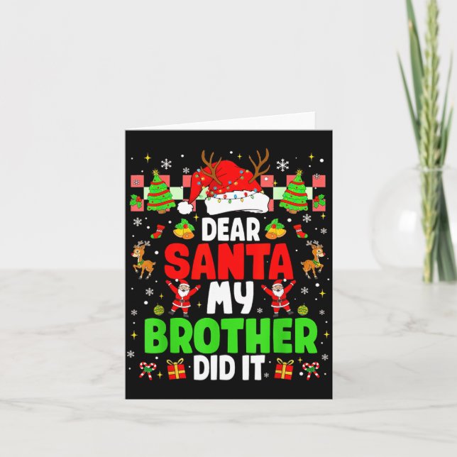 Dear Santa My Brother Did It Funny Christmas Boys  Kort (Framsida)