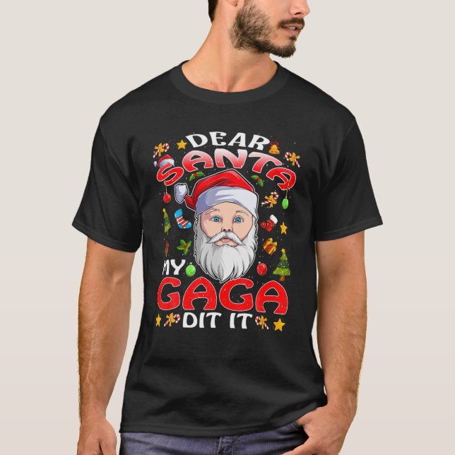 Dear Santa My Gaga Did It Funny Christmas Pajama T Shirt (Framsida)