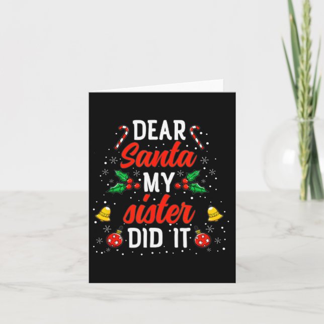 Dear Santa My Sister Did It Funny Christmas Pajama Kort (Framsida)