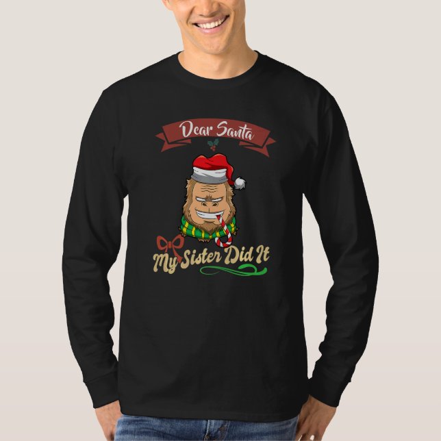 Dear Santa My Sister Did It Siblings Christmas Pre T Shirt (Framsida)