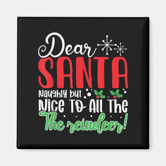 Dear Santa Naughty But Nice To All The Reindeer! F Magnet (Framsidan)