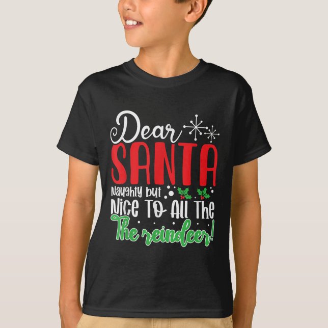 Dear Santa Naughty But Nice To All The Reindeer! F T Shirt (Framsida)