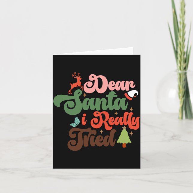 Dear Santa Retro Groovy Christmas Holidays T Shirt Kort (Framsida)