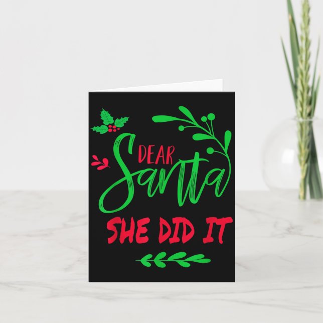 Dear Santa She Did It Shirt Funny Christmas Men Wo Kort (Framsida)
