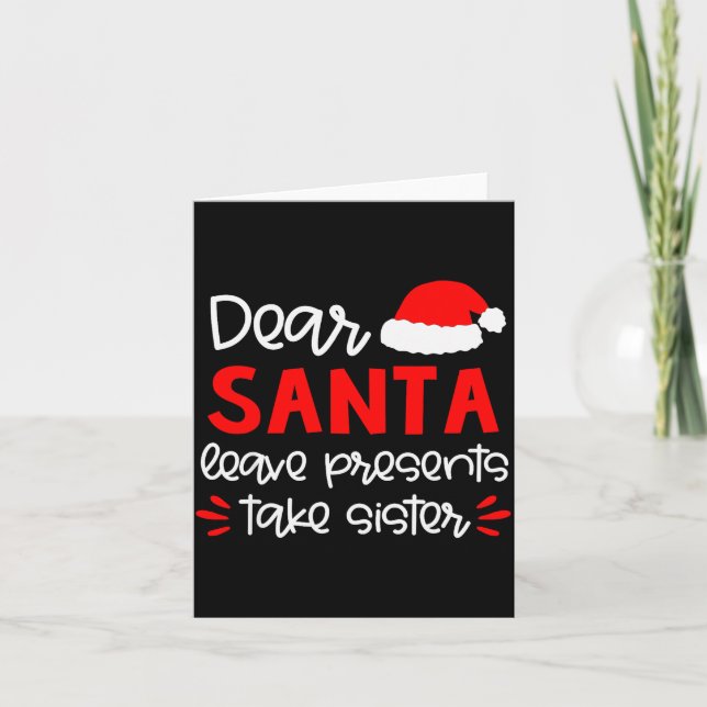 Dear Santa Shirt Siblings Matching Family Christma Kort (Framsida)