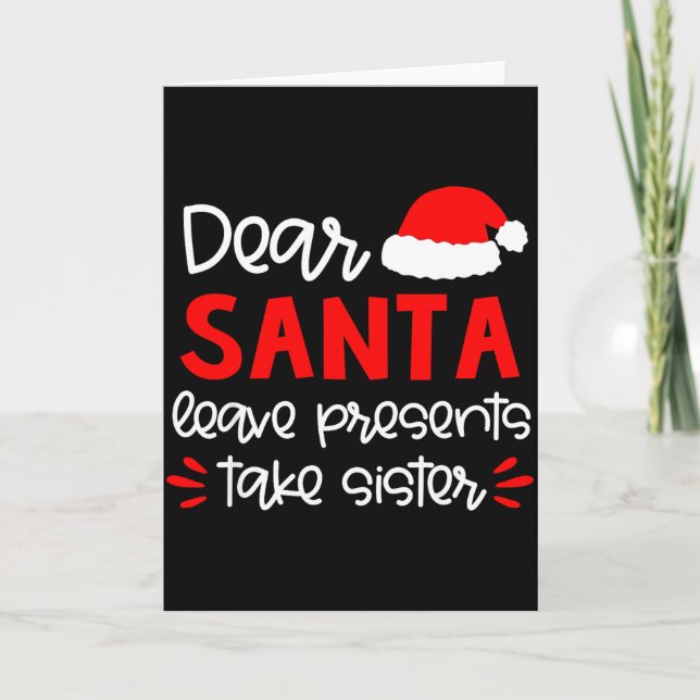 Dear Santa Shirt Siblings Matching Family Christma Kort (Framsida)