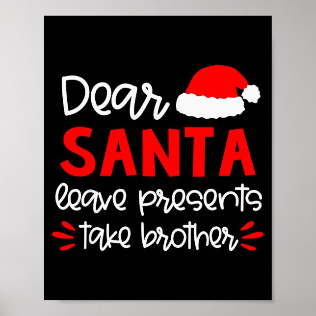 Dear Santa Shirt Siblings Matching Family Christma Poster (Framsidan)
