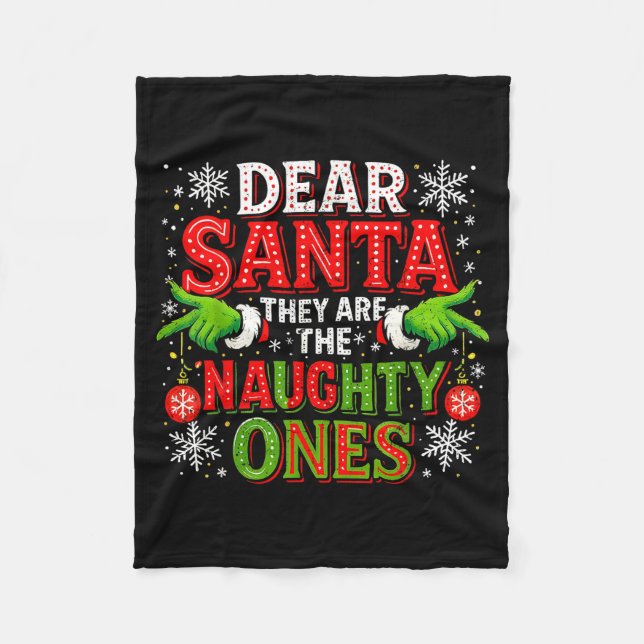 Dear Santa They Are The Naughty Ones Christmas  Fleecefilt (Framsidan)