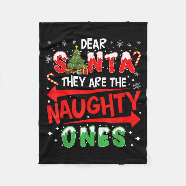 Dear Santa They Are The Naughty Ones Christmas Men Fleecefilt (Framsidan)