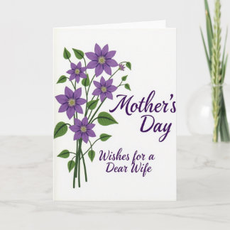 Dear Wife Mothers Day Floral Card Kort