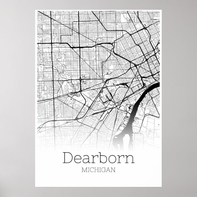 Dearborn Karta - Michigan - City Karta Poster (Framsidan)