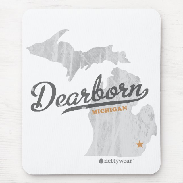 Dearborn Michigan karta Retro Mousepad Musmatta (Framsidan)