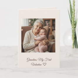 Dearest Grandma Pink Hearts First Valentine Folded Kort