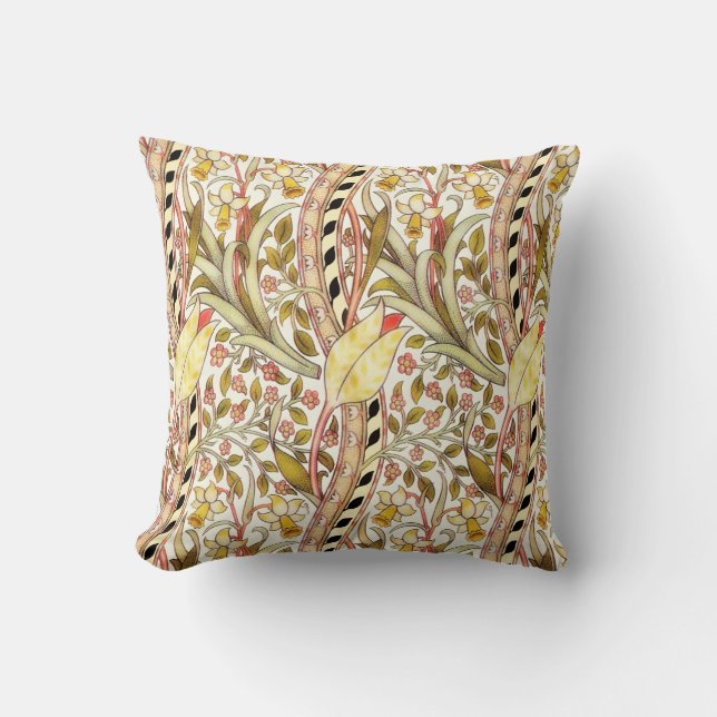 Dearle Daffodil Vintage Blommönster Kudde (Framsida)