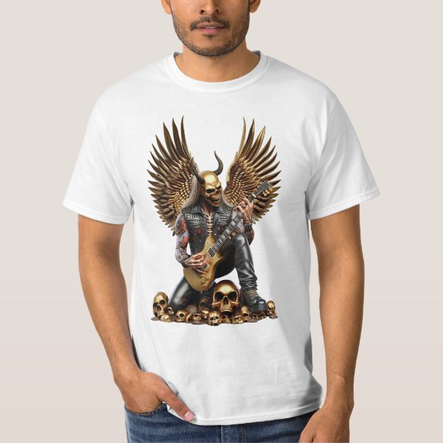 Death Metal Gitarrist Hell 666 T Shirt (Framsida)