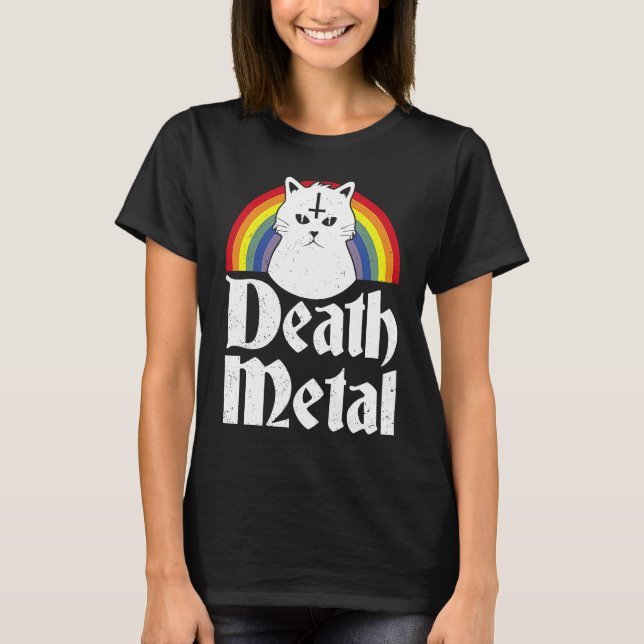 Death Metal  Katt Regnbåge T Shirt (Framsida)