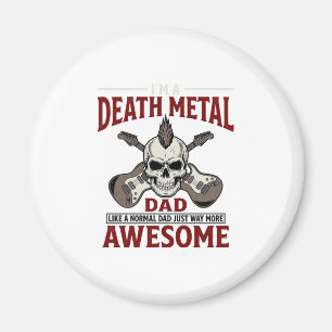 Death Metal Pappa Skalle Gitarr Vintage T-Shirt De Magnet