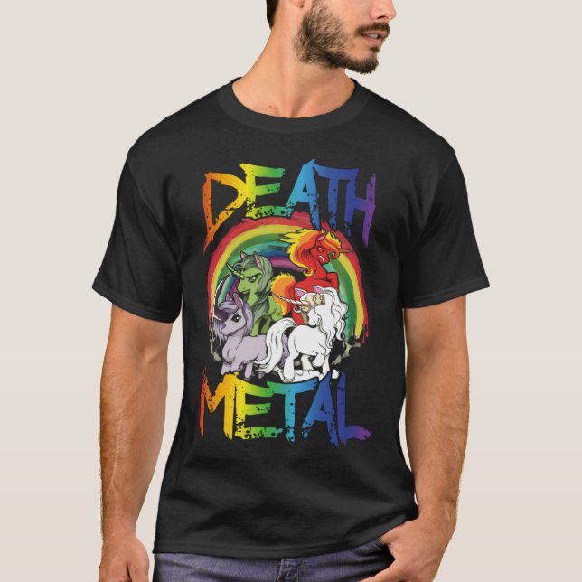 Death Metal  Rainbow Unicorn Apocalypse T Shirt (Framsida)