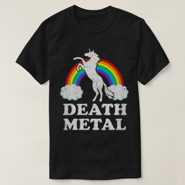 Death Metal s Unicorn Rainbow Heavy Metal2  T Shirt (Design framsida)