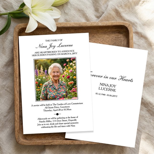 Death Notice and Funeral Invitation with Photo Inbjudningar (Skapare uppladdad)