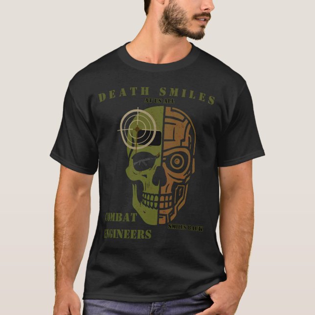 Death Smiles Combat Engineer Skull Shirt T (Framsida)