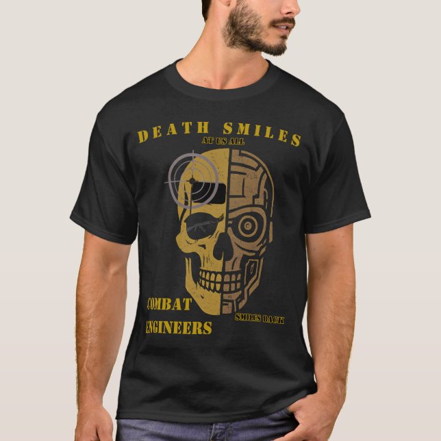 Death Smiles Combat Engineer Skull Shirt T (Framsida)