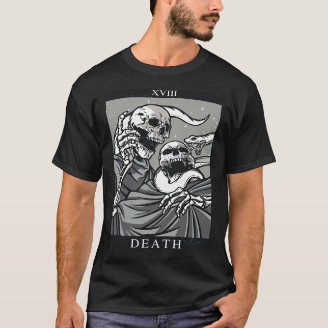 Death Tarot Card Tarot Card XIII 13 Skeleton Snake T Shirt (Framsida)