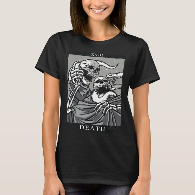 Death Tarot Card Tarot Card XIII 13 Skeleton Snake T Shirt (Framsida)