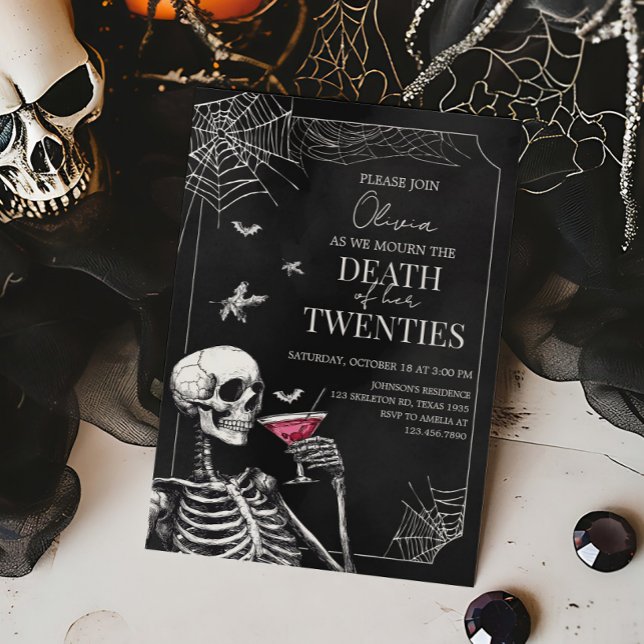 Death to my Twenties Halloween Gothic Birthday Inbjudningar (Death of my Twenties Birthday Party Invitation)
