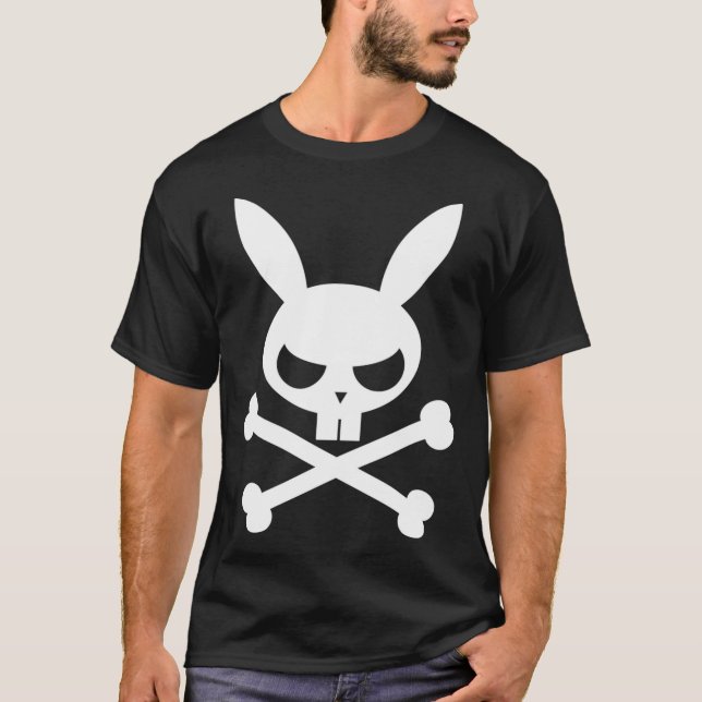 Deathbunny Bunny skalle och korsben Klassiskt T- S T Shirt (Framsida)