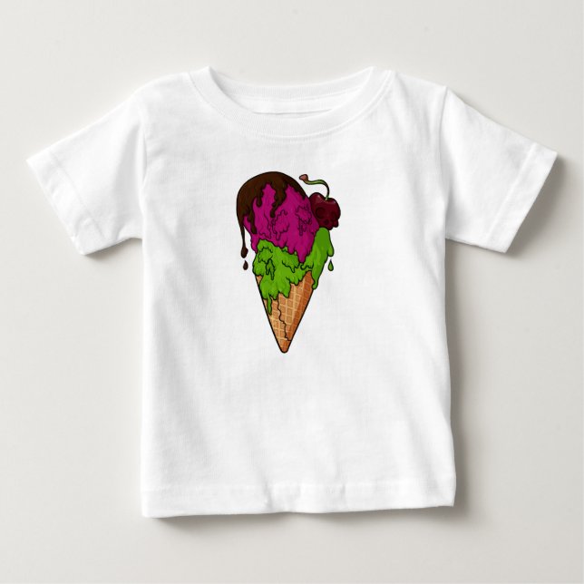 Deaths Sweet Berry Skull Ice Cream T Shirt (Framsida)