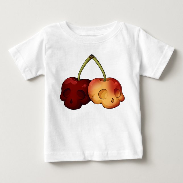 Deaths Sweet Cherry Skull Baby T Shirt (Framsida)