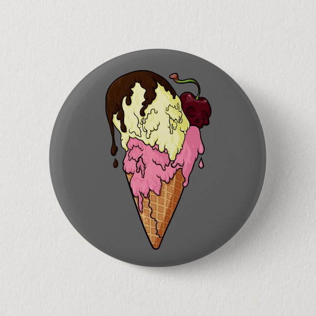 Deaths Sweet Strawberry n'Banana Skull Ice Cream Knapp (Framsida)