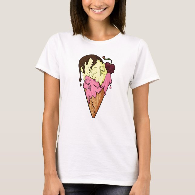 Deaths Sweet Strawberry n'Banana Skull Ice Cream T Shirt (Framsida)