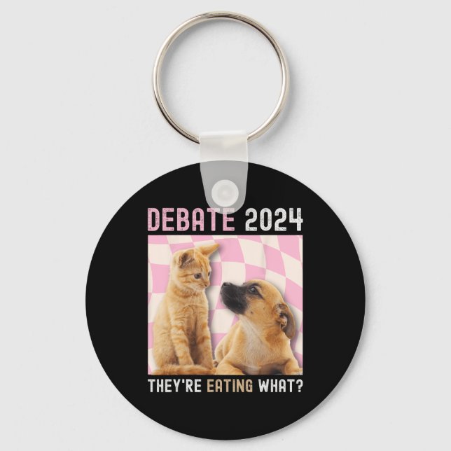 Debatt om valet 2024 Pets Hund Cat De äter nu Nyckelring (Framsida)