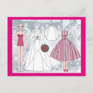 Debbie, A Young Bride of 1958 Papper Doll Postcard Vykort