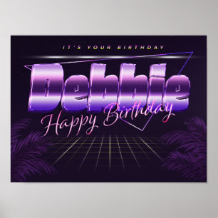 Debbie Namn Vorname lila retro Poster Geburtstag
