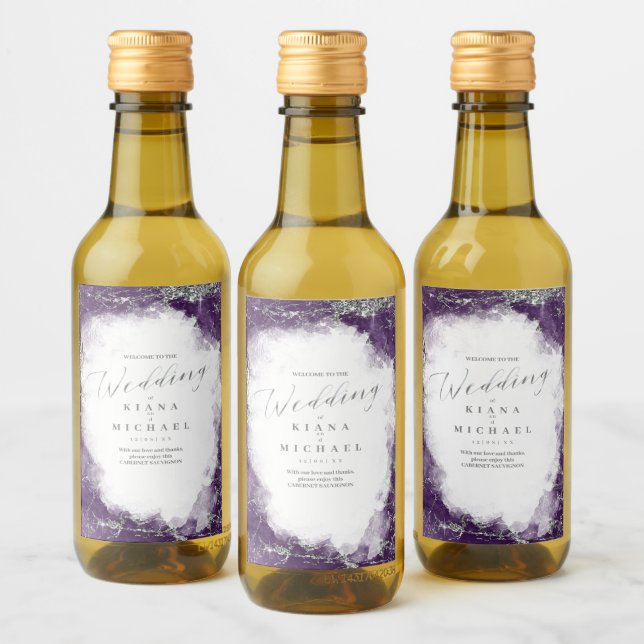 Debbie U-W Marble Glitter Bröllop ID644 Vinetikett (Flaskor)