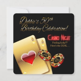 Debbie Vegas Casino Night 50:e Födelsedagsfesten Inbjudningar