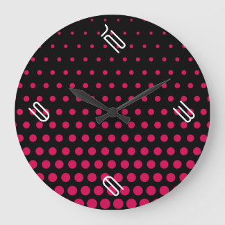 Debian Red Polka Dot Modern Black Stor Klocka