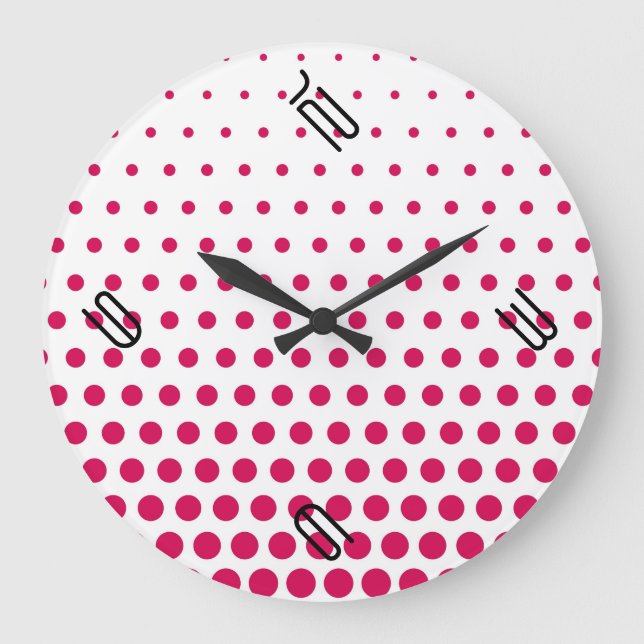 Debian Red Polka Dot Modern White Stor Klocka (Framsida)