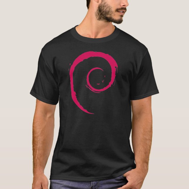 Debian svart T-tröja Tee Shirt (Framsida)
